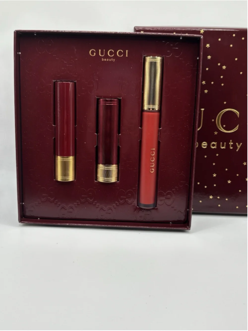 Gucci Beauty Lipstick Trio Gift Set Rosso Ancora 509 Red Cream Liquid Matte - Picture 3 of 5